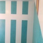 Estuco Real Madrid a lineas Blancas y Turquesa Terminado 2ª mano de Cera Alex (18)